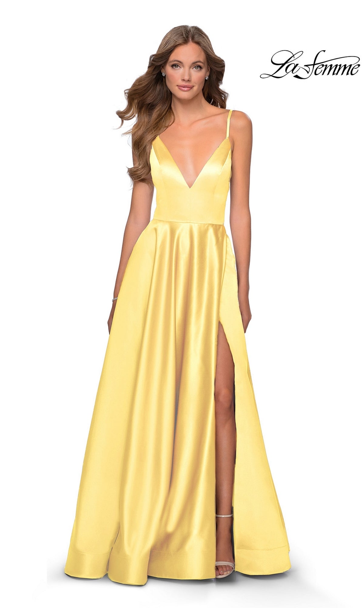 Pale Yellow La Femme 28628 Formal Prom Dress
