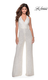 White La Femme 28719 Formal Jumpsuit