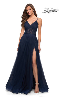 Navy La Femme 29076 Formal Prom Dress