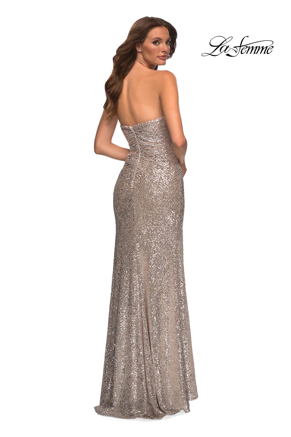  La Femme Long Strapless Prom Dress with Sequins