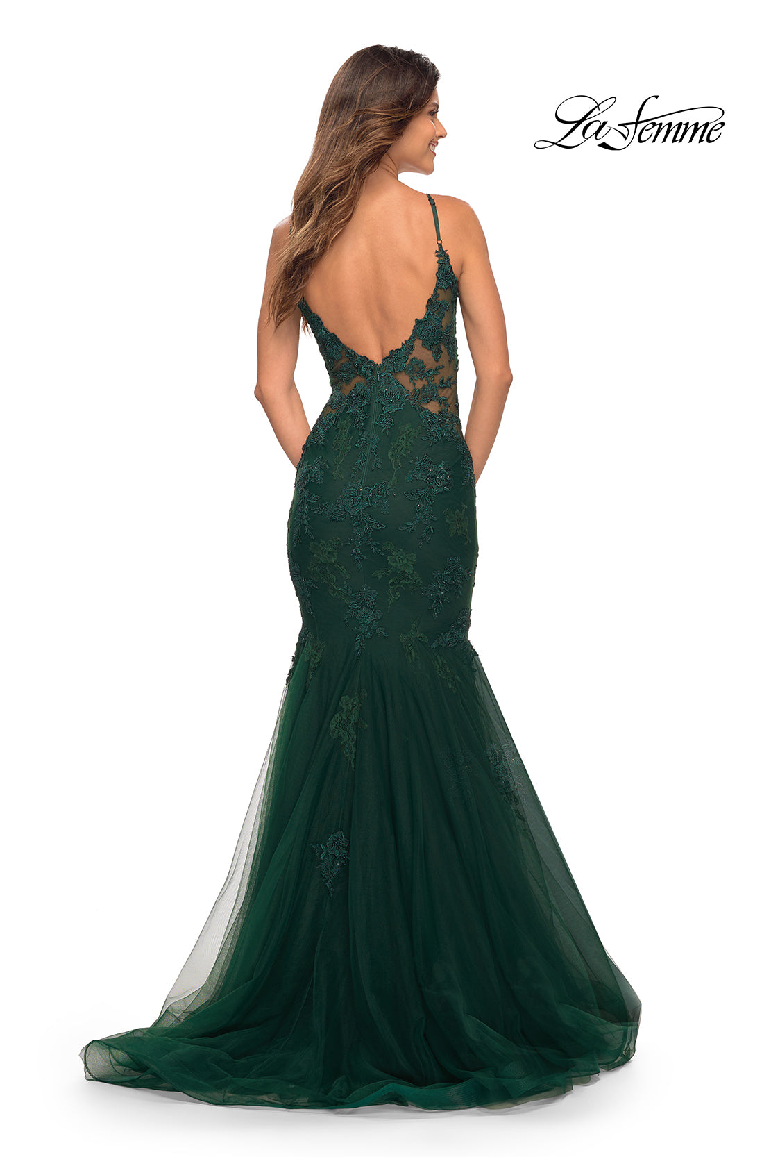 Lace-Bodice Long Mermaid Prom Dress by La Femme Lace-Bodice Long Mermaid Prom Dress by La Femme