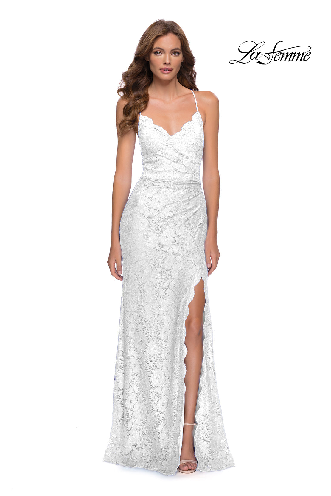Ivory La Femme Long Lace Dress 29939