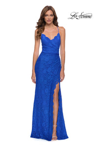 Royal Blue La Femme Long Lace Dress 29939