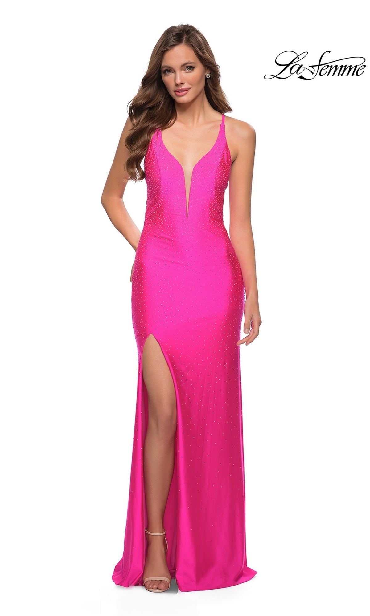 Neon Pink La Femme 29969 Formal Prom Dress