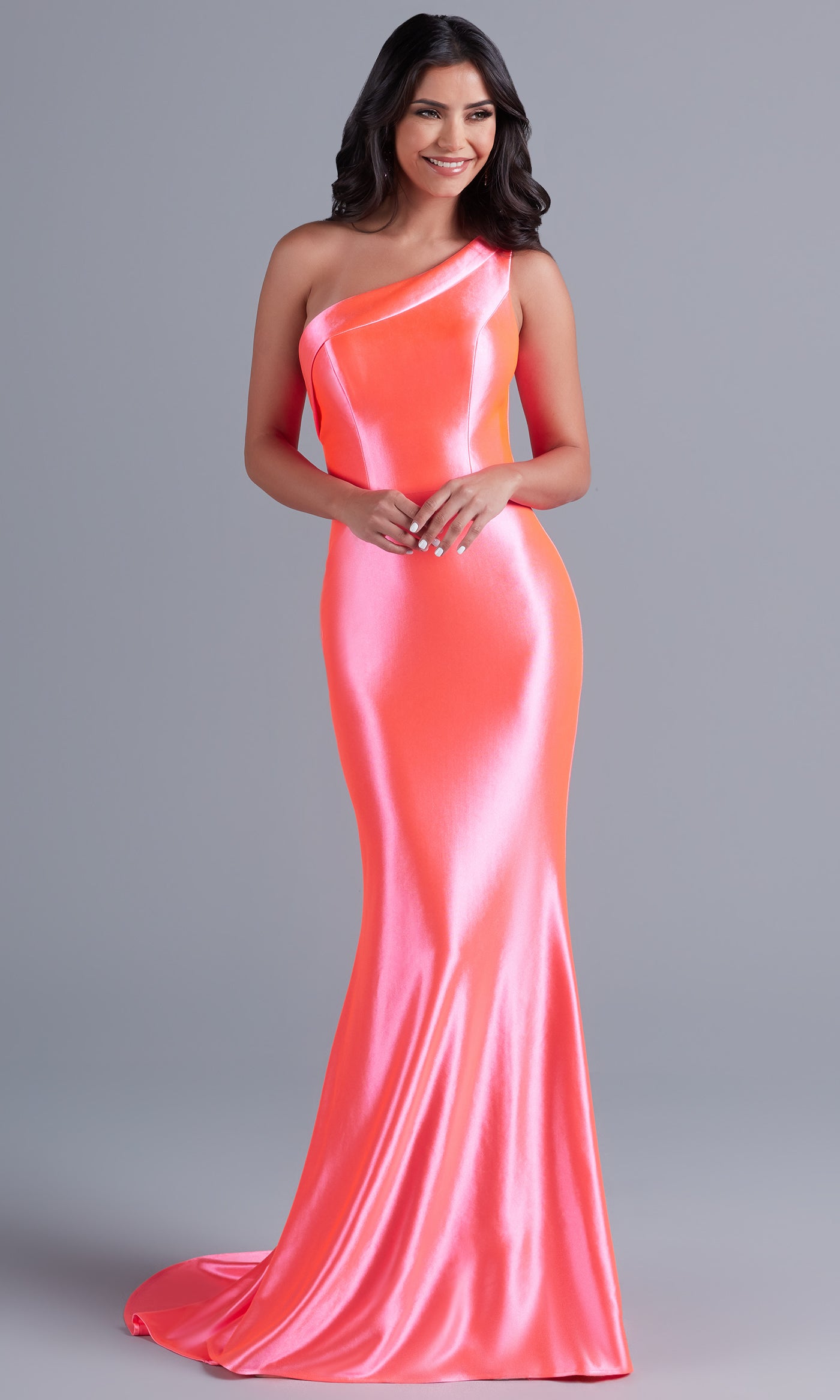  Neon Long Prom Dress with Detachable Cape