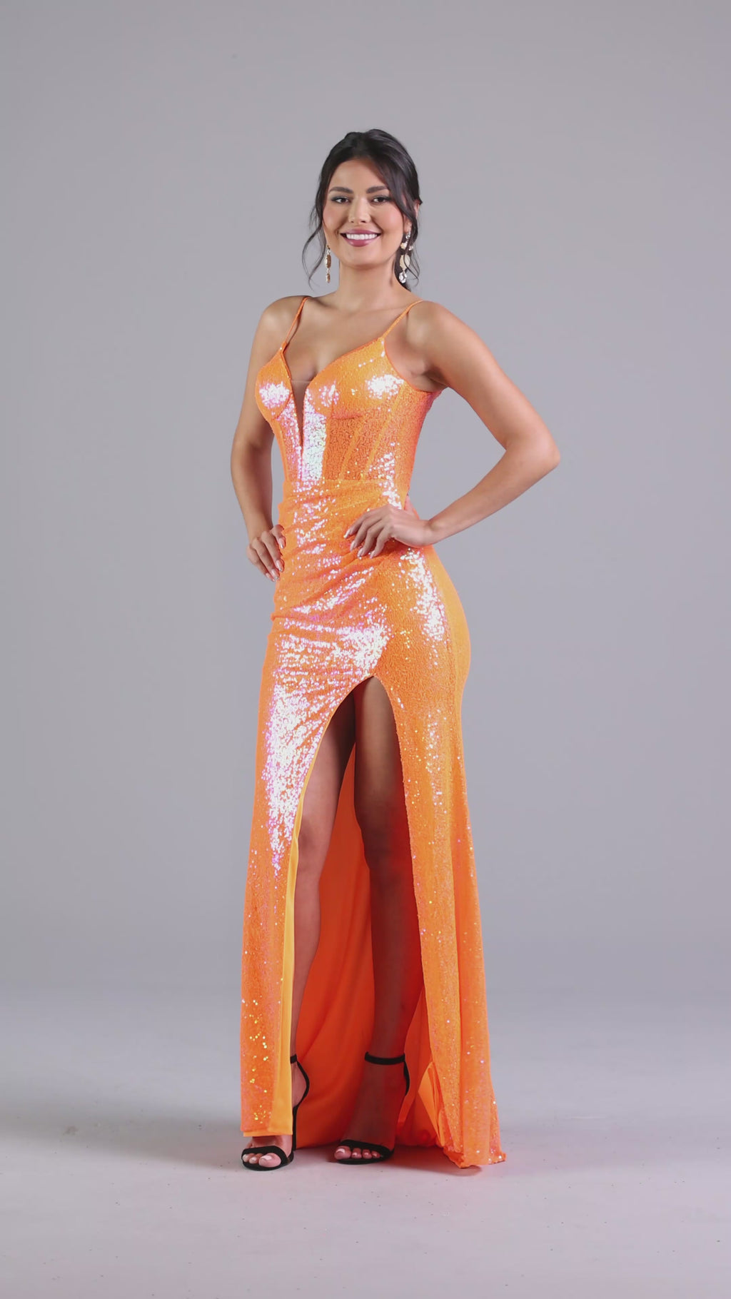 Tight Long Sequin Neon Bright Prom Dress