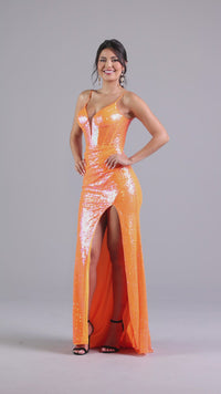 Tight Long Sequin Neon Bright Prom Dress