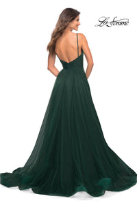  La Femme V-Neck Long Tulle Prom Ball Gown