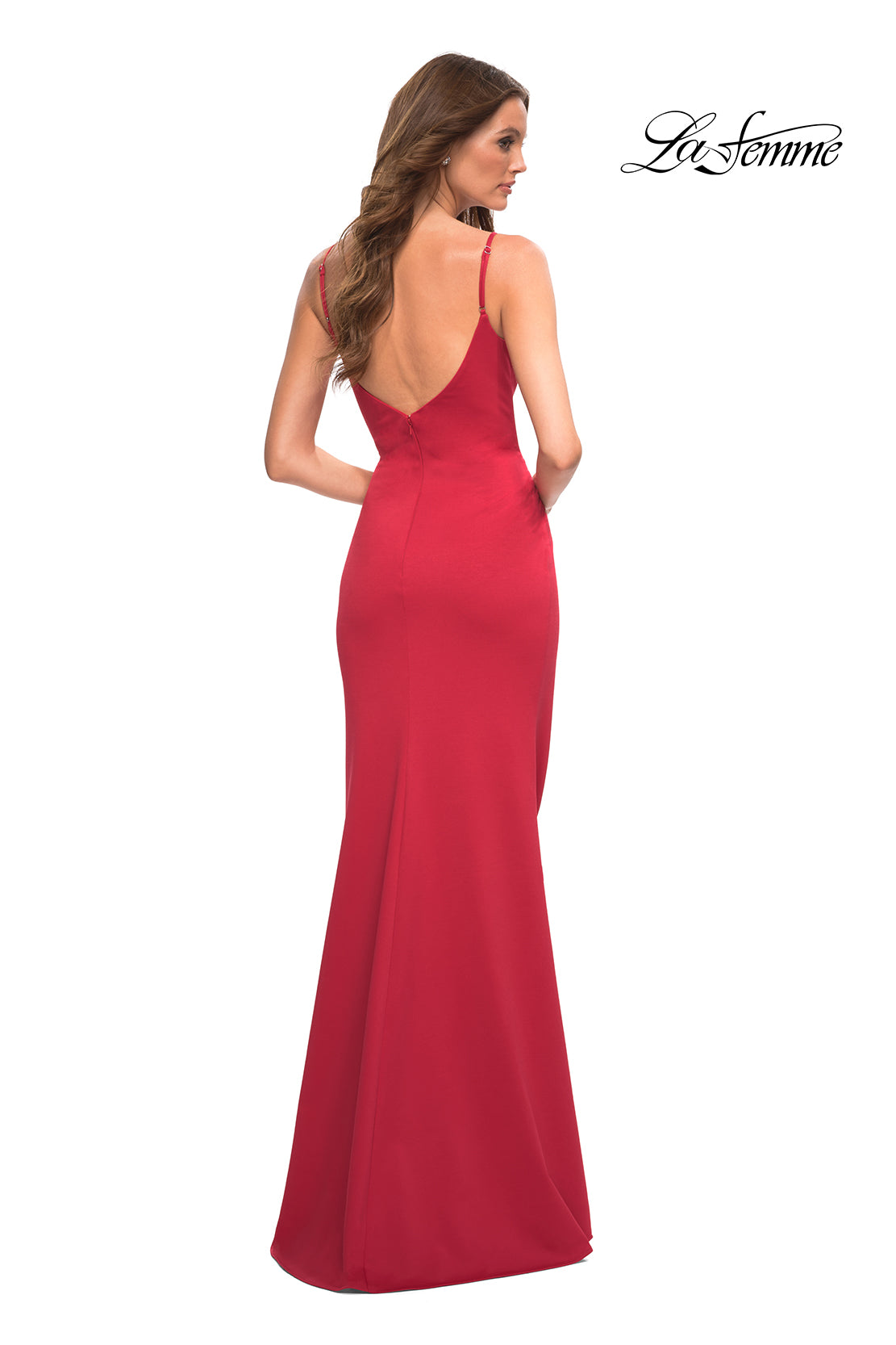  La Femme Simple Long Jersey Prom Dress with Slit