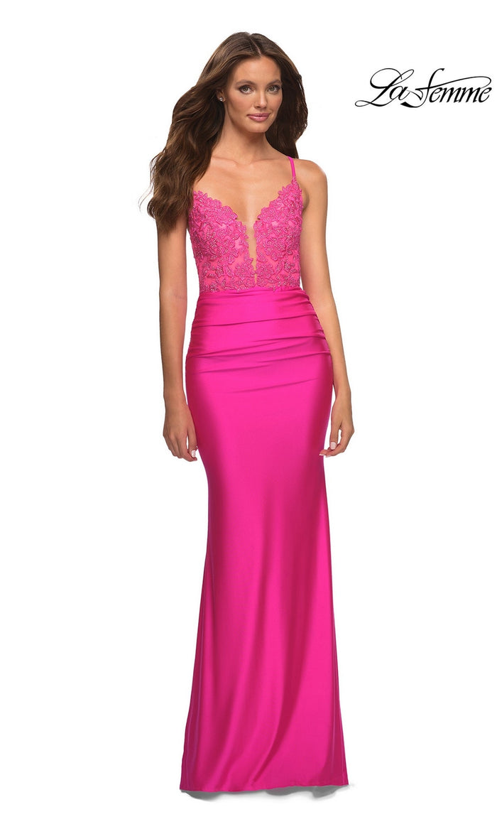 Neon Pink La Femme 30606 Formal Prom Dress