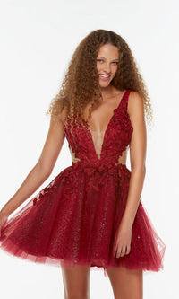 Wine Short Homecoming Dress By Alyce 3099