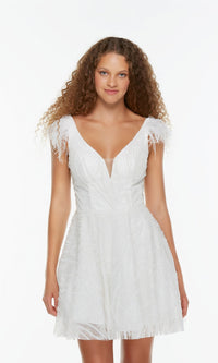 Diamond White Short Homecoming Dress By Alyce 3100