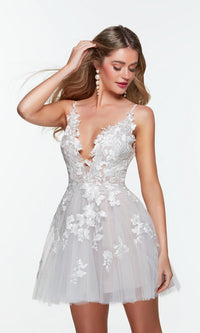Diamond White/Cashmere Rose Short Homecoming Dress By Alyce 3101