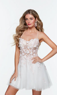 Pink/Diamond White Short Homecoming Dress By Alyce 3102