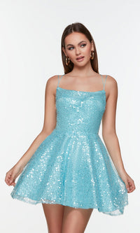 Baby Blue Short Homecoming Dress By Alyce 3108
