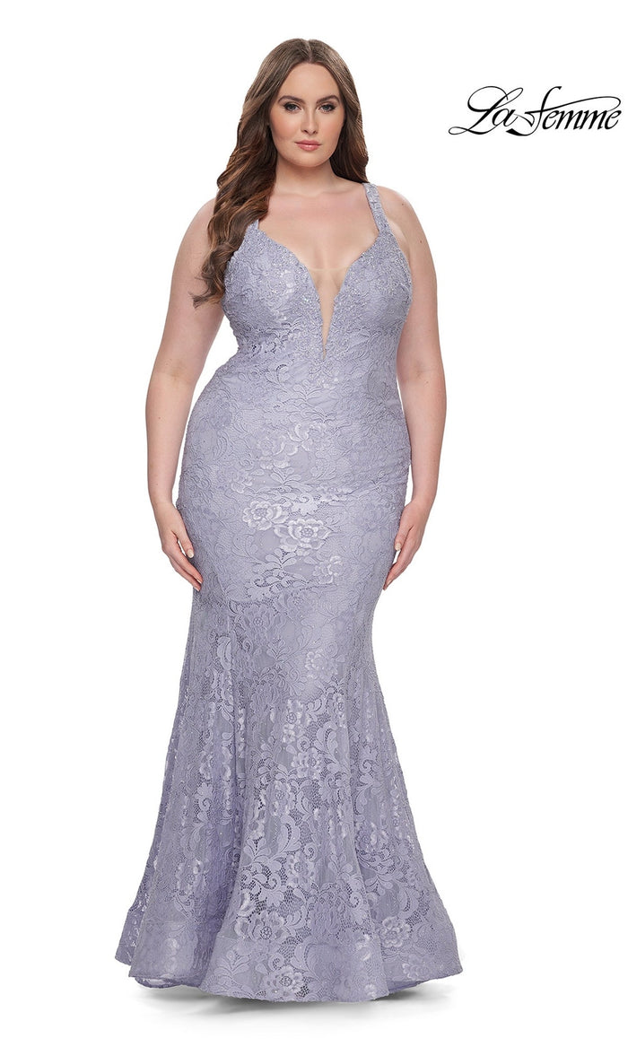 Light Periwinkle La Femme 31118 Plus-Size Formal Prom Dress