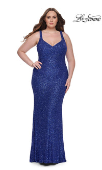 Royal Blue La Femme 31163 Plus-Size Formal Prom Dress