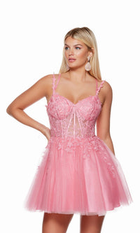 Shocking Pink Short Homecoming Dress By Alyce 3121