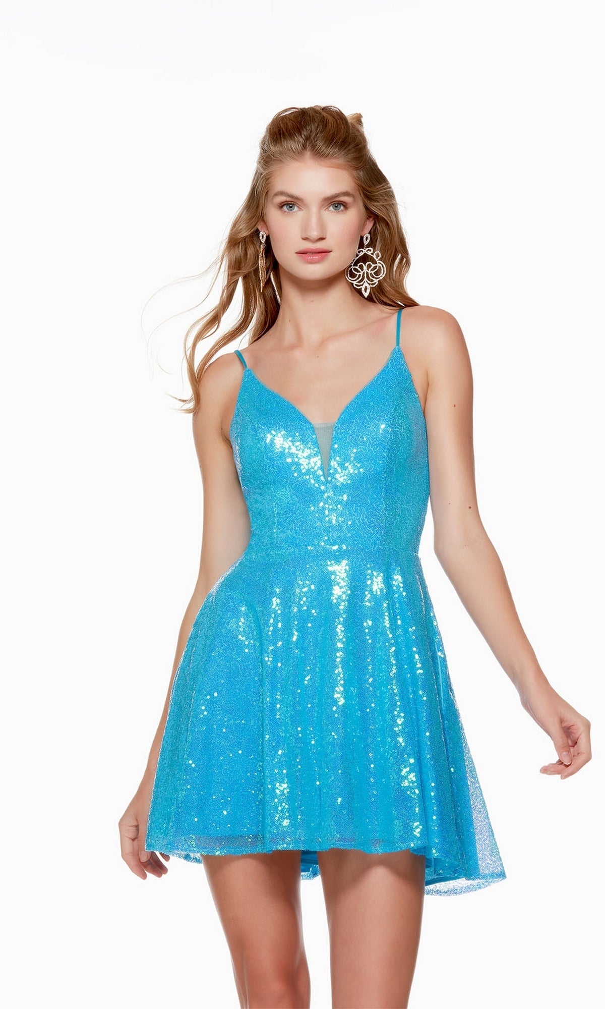 Turquoise Short Homecoming Dress By Alyce 3124