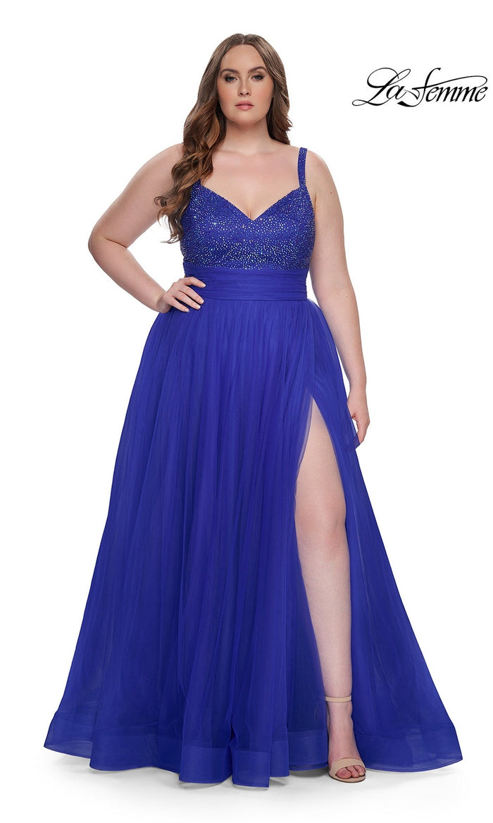 Royal Blue La Femme 31251 Plus-Size Formal Prom Dress
