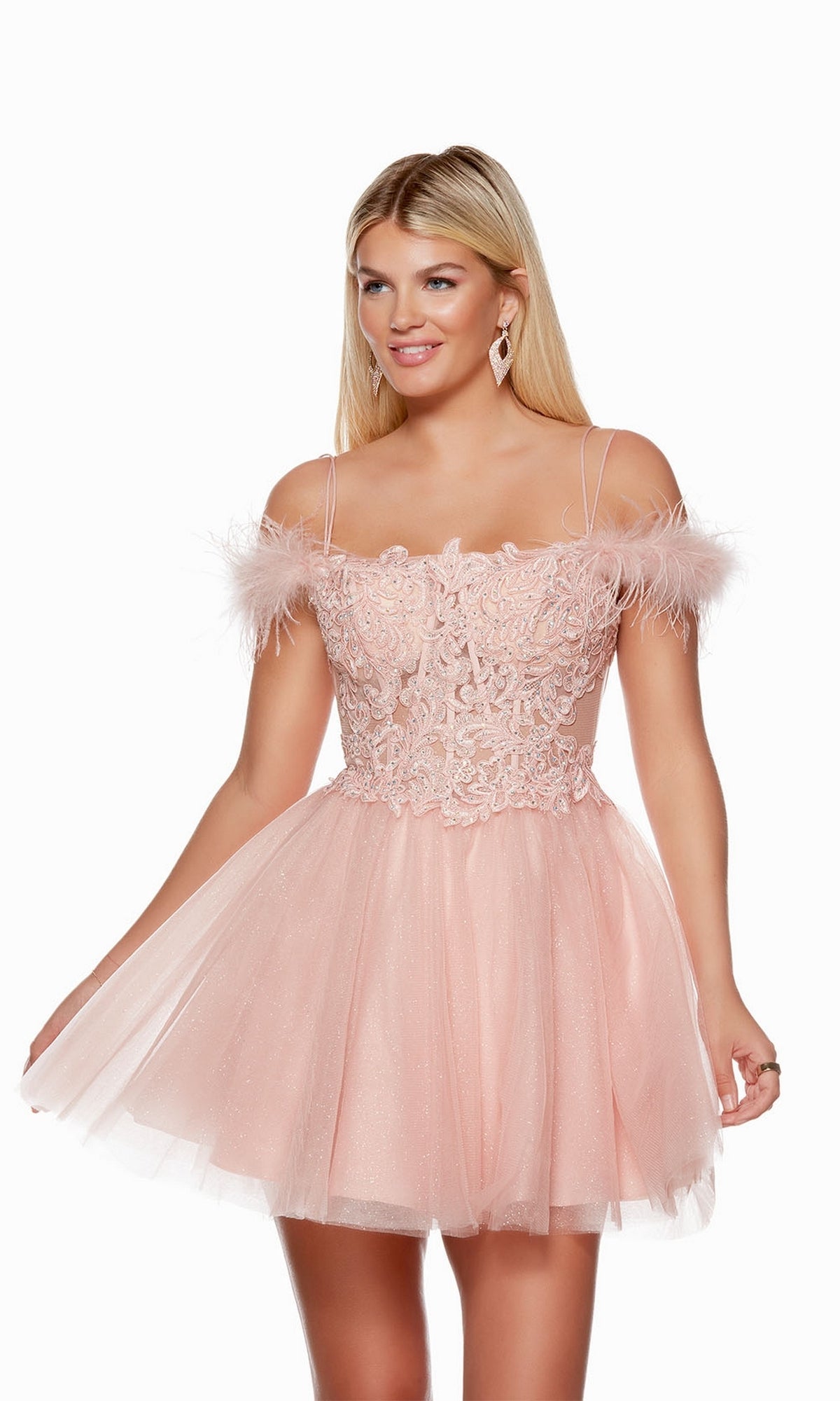 French Pink Short Homecoming Dress By Alyce 3129
