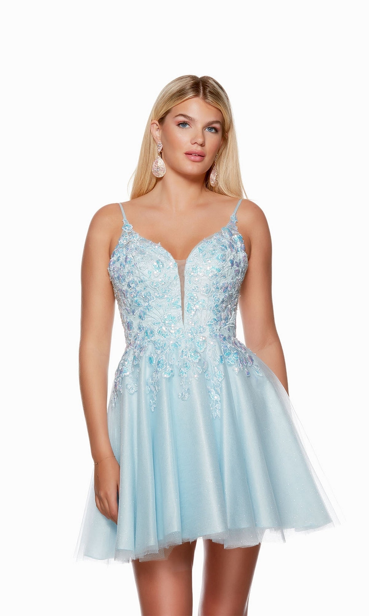 Light Blue Short Homecoming Dress By Alyce 3132