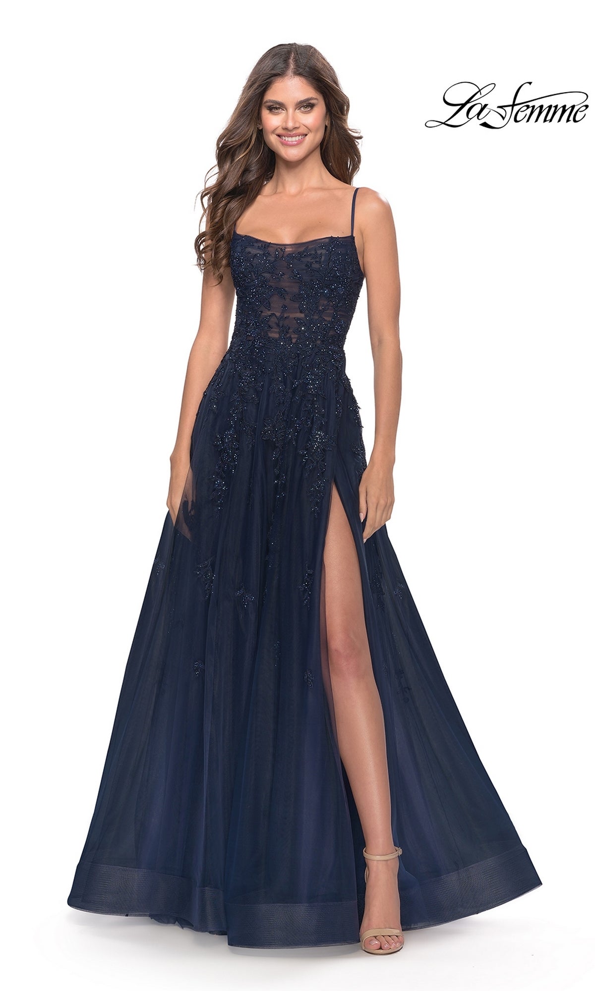 Navy La Femme 31381 Formal Prom Dress