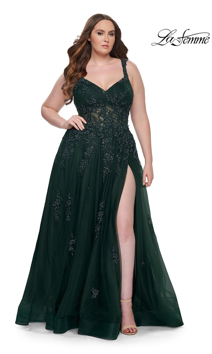 Dark Emerald La Femme 31383 Formal Plus-Size Prom Dress
