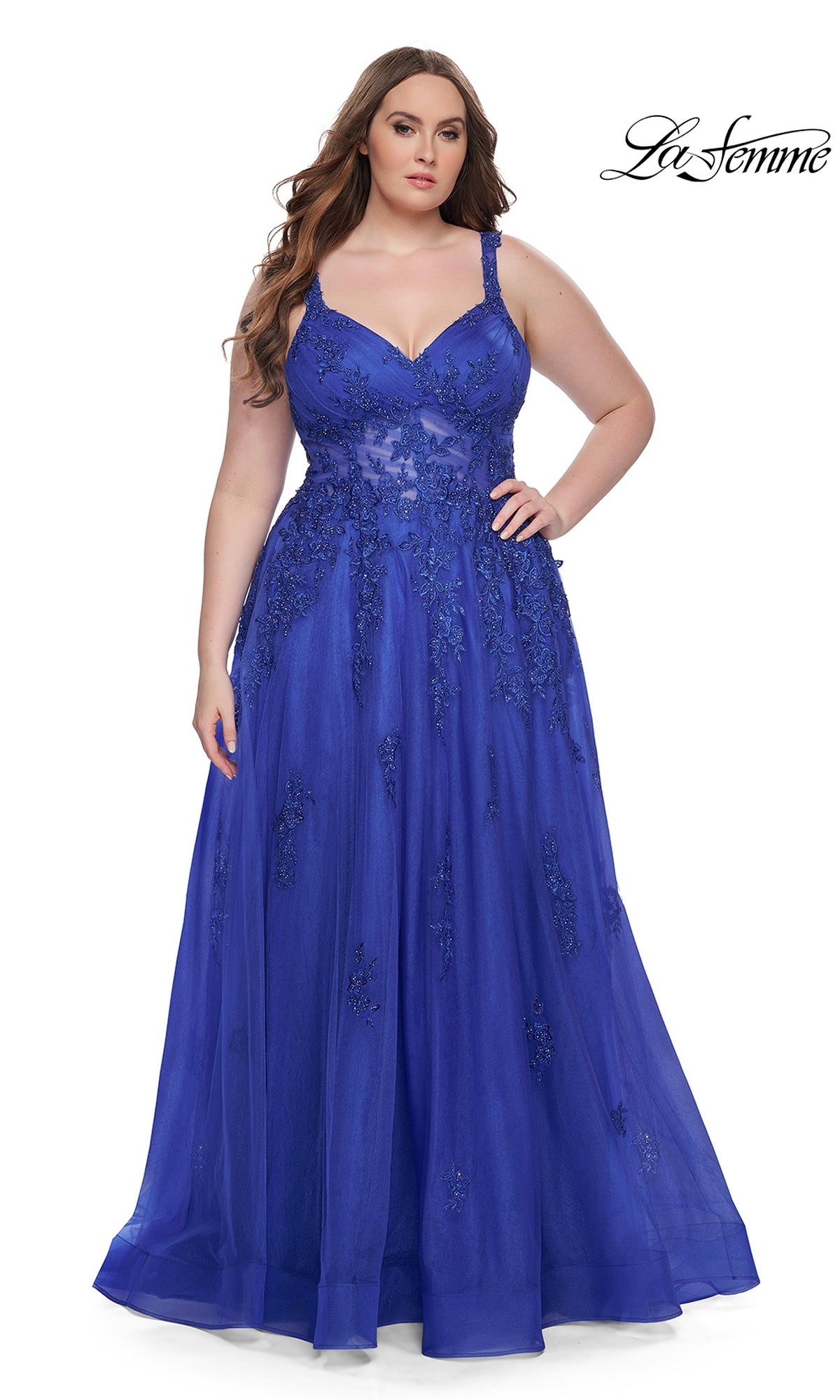 La Femme Dress 31383 Plus-Size Formal Prom Dress Royal Blue / 16W La Femme Dress 31383 Plus-Size Formal Prom Dress Royal Blue / 16W
