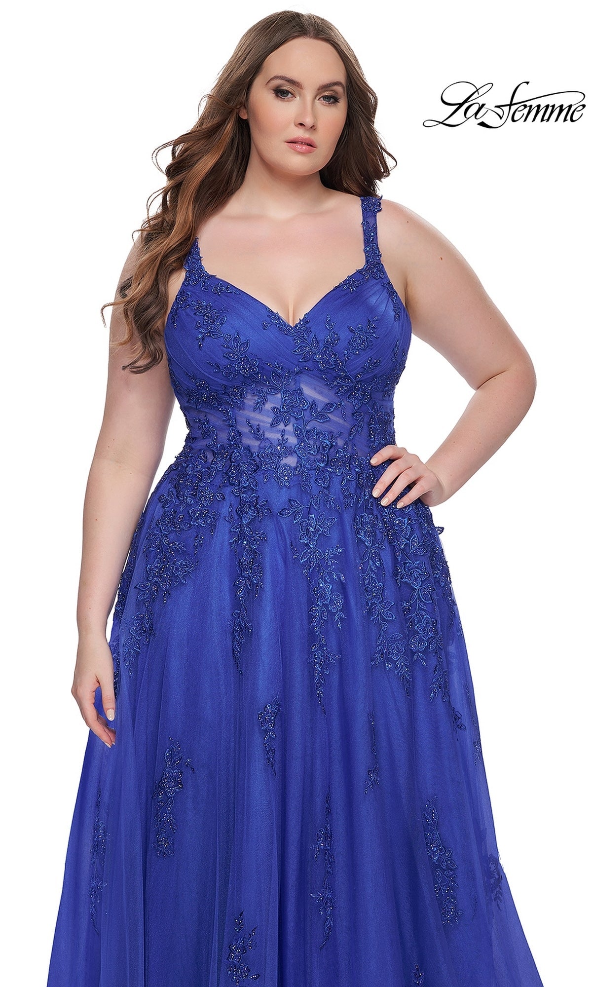 La Femme Dress 31383 Plus-Size Formal Prom Dress Champagne / 16W