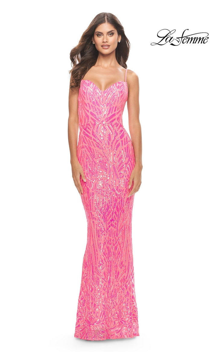 Neon Pink La Femme 31390 Formal Prom Dress