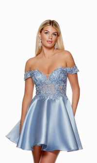 French Blue Short Dress By Alyce For Homecoming 3141