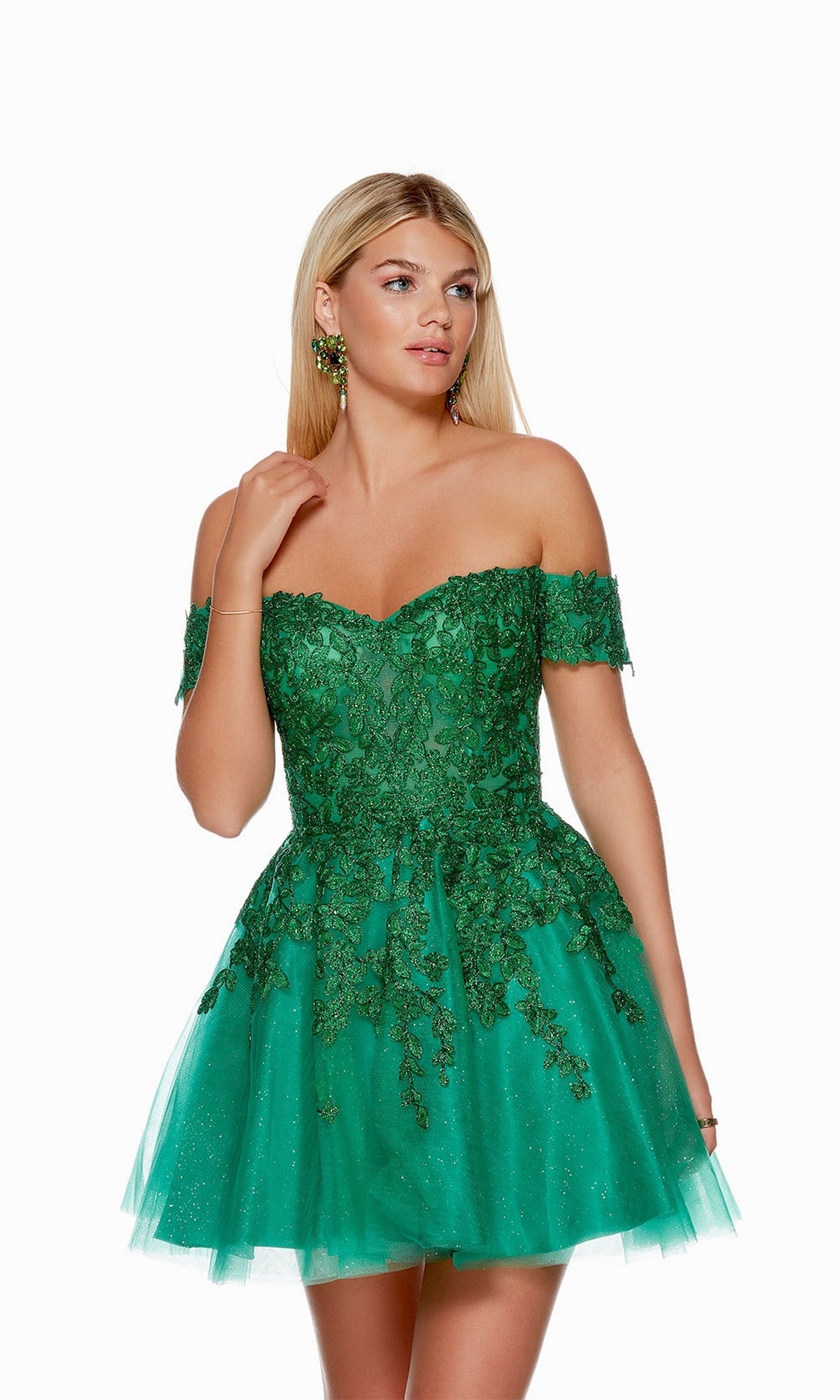 Emerald Off-Shoulder Short Homecoming Dress 3146