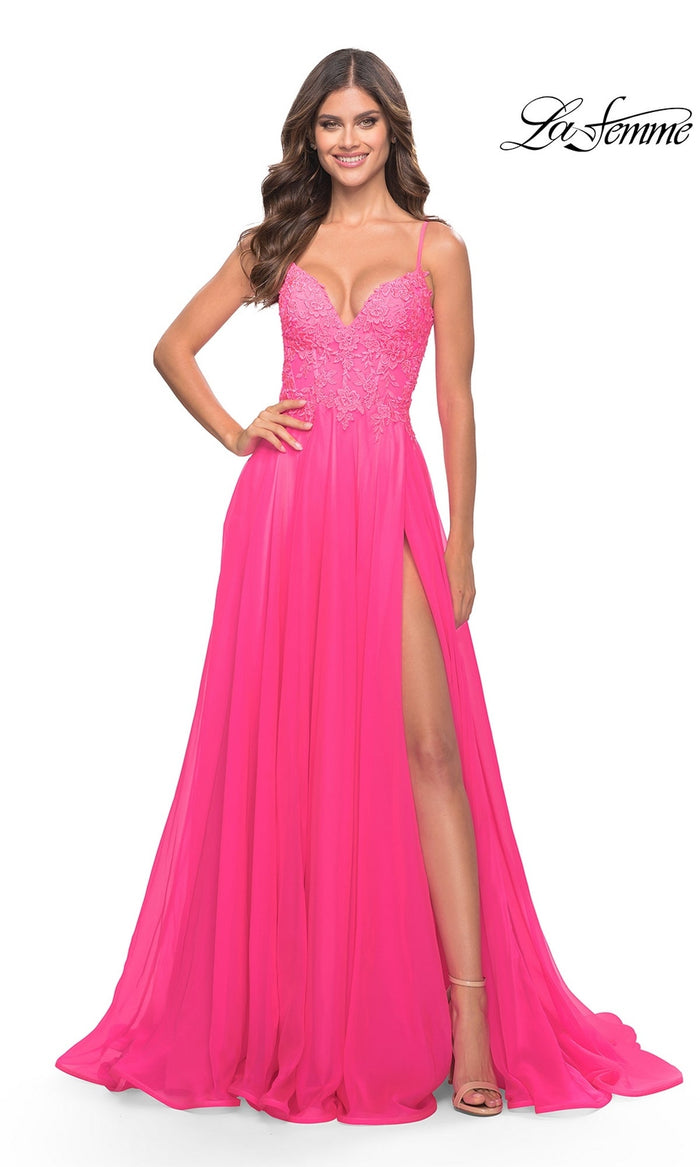 Neon Pink La Femme 31506 Formal Prom Dress