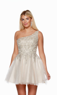 Ivory/Champagne Short Dress By Alyce For Homecoming 3150