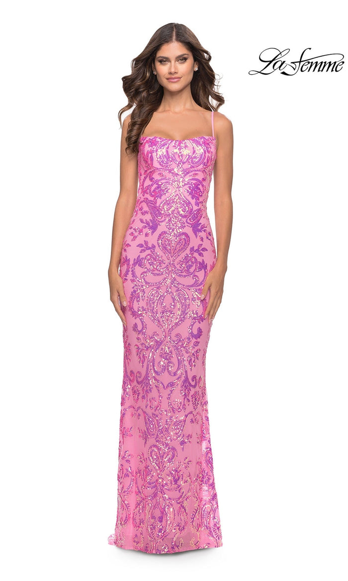 Neon Pink La Femme 31521 Formal Prom Dress