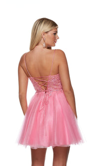  Sheer-Bodice Pink Homecoming Dress 3155