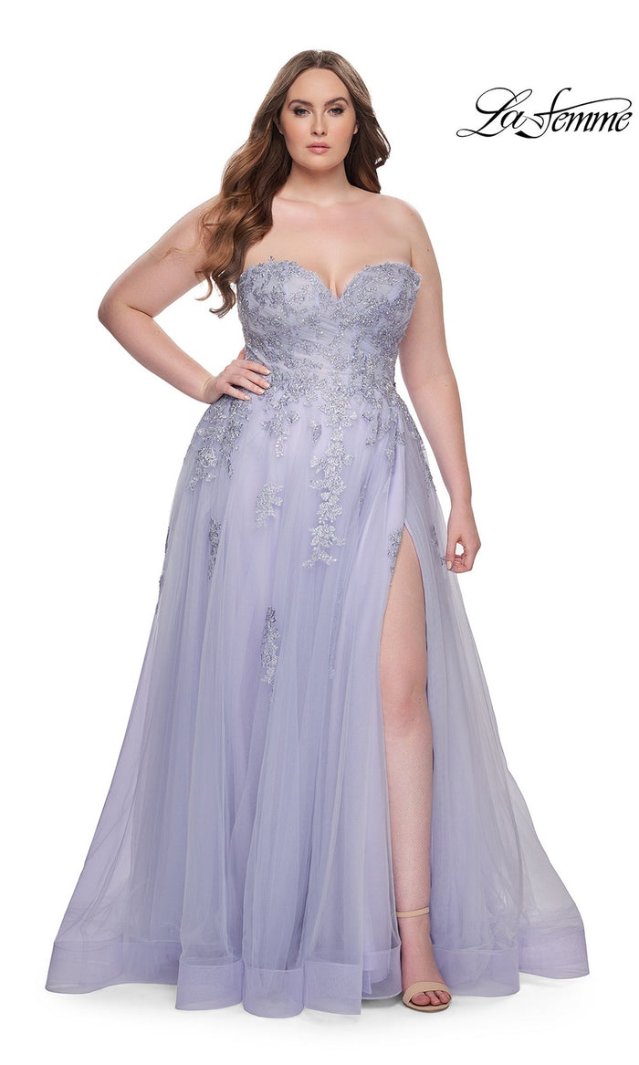 Light Periwinkle La Femme 31570 Plus-Size Formal Prom Dress