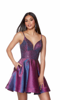 Blueberry Short Dress By Alyce For Homecoming 3167