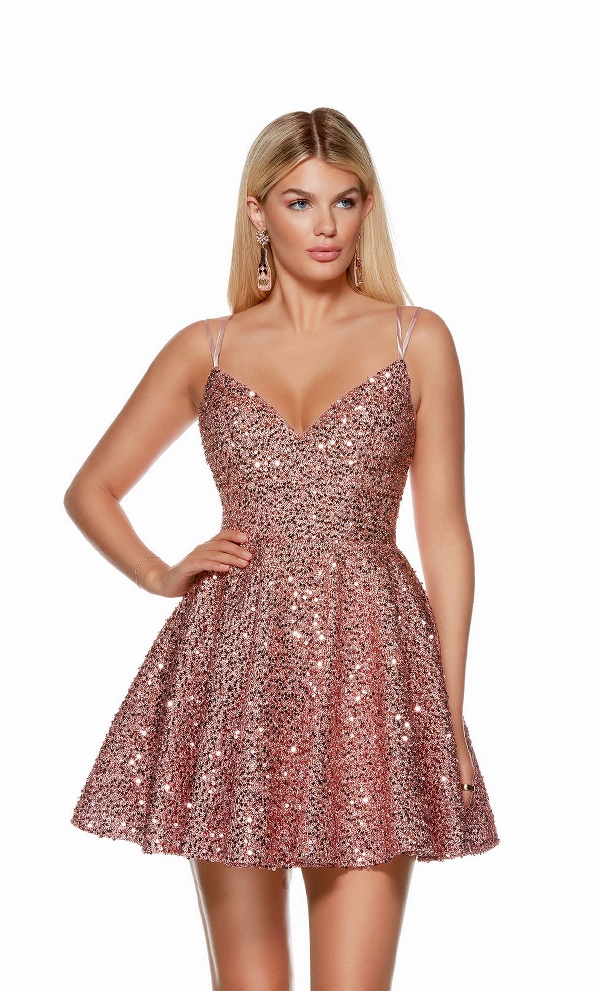 Light Mauve Short Dress By Alyce For Homecoming 3176