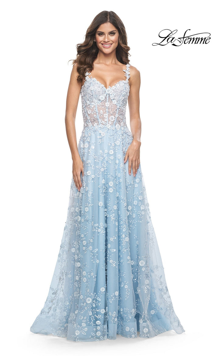 Light Blue La Femme 31996 Formal Prom Dress