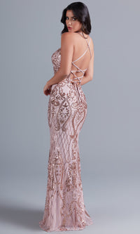  Pink Formal Dress With Sequin Design F2236