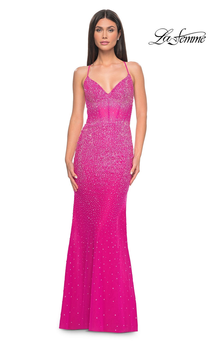 Hot Fuchsia La Femme 32007 Formal Prom Dress