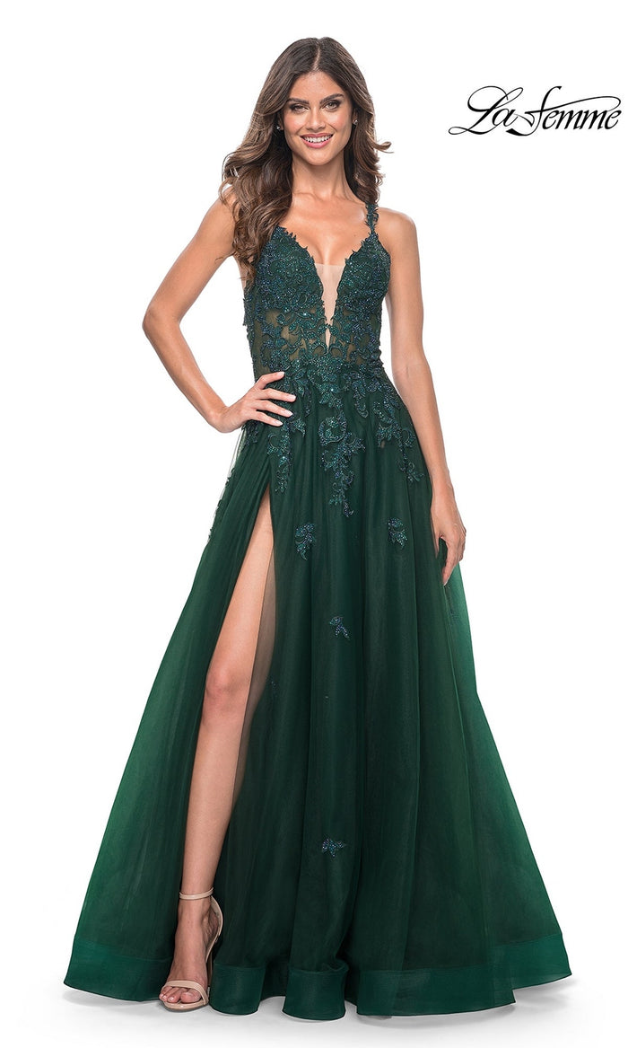Dark Emerald La Femme 32022 Formal Prom Dress