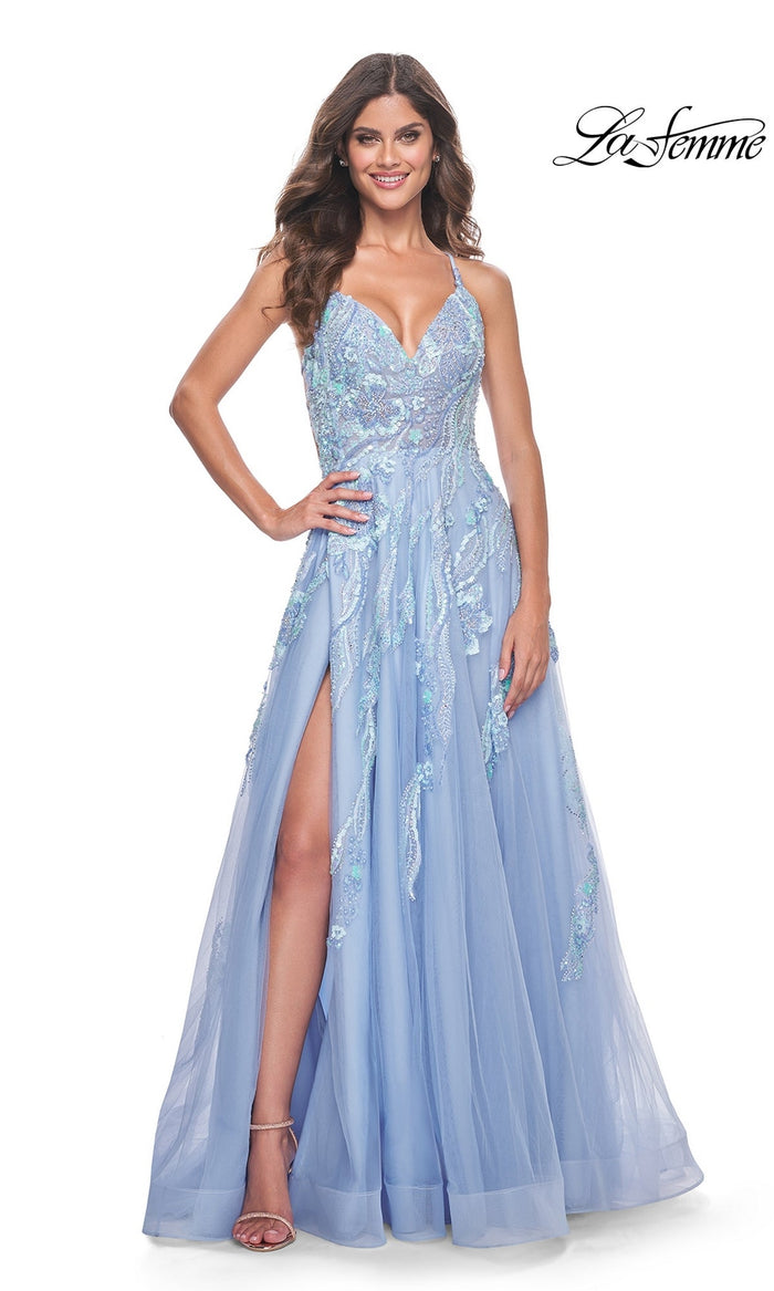 Cloud Blue La Femme 32032 Formal Prom Dress