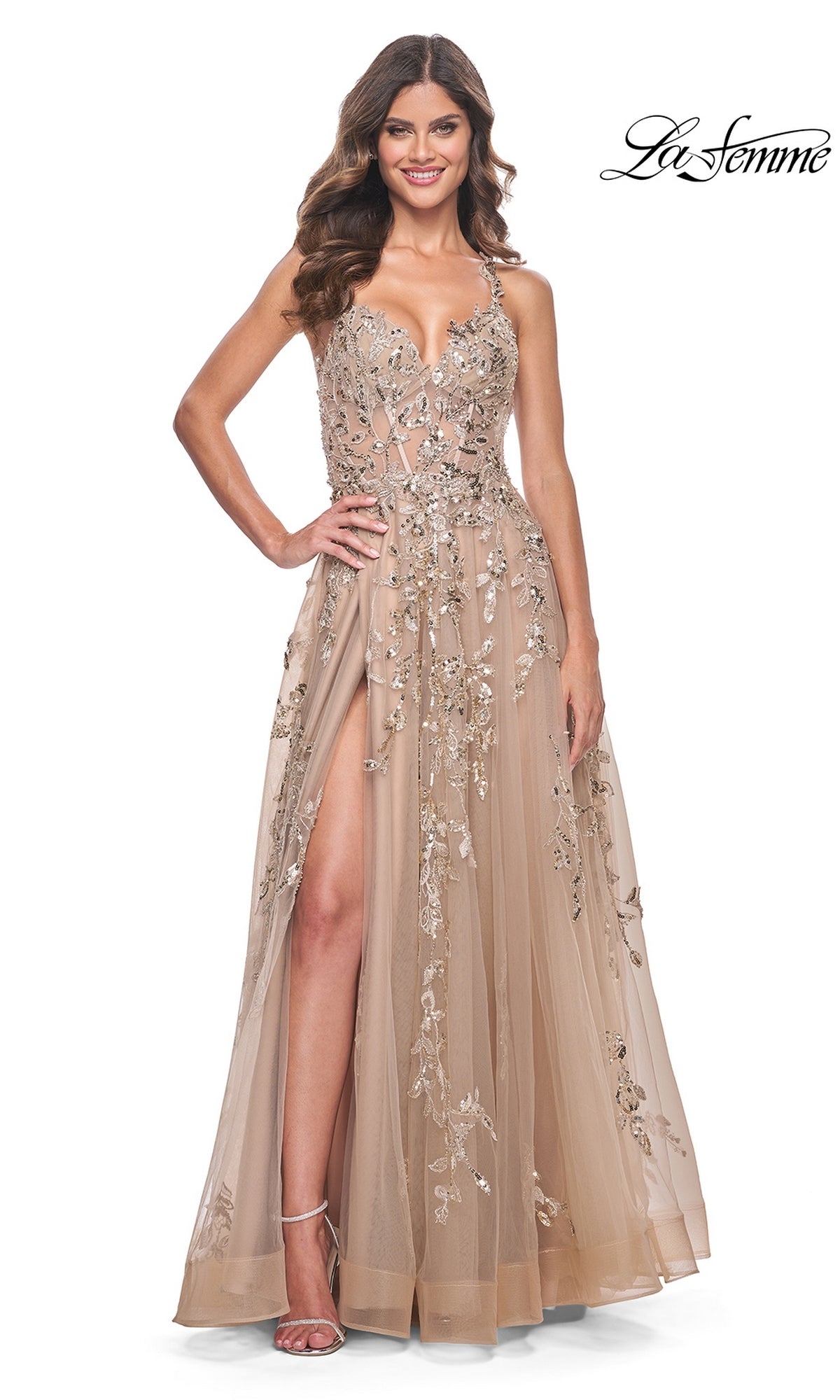 La Femme Dress 32052 - Nude La Femme Dress 32052 - Nude