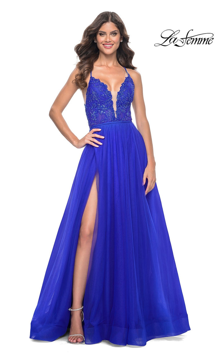 Royal Blue La Femme 32059 Formal Prom Dress