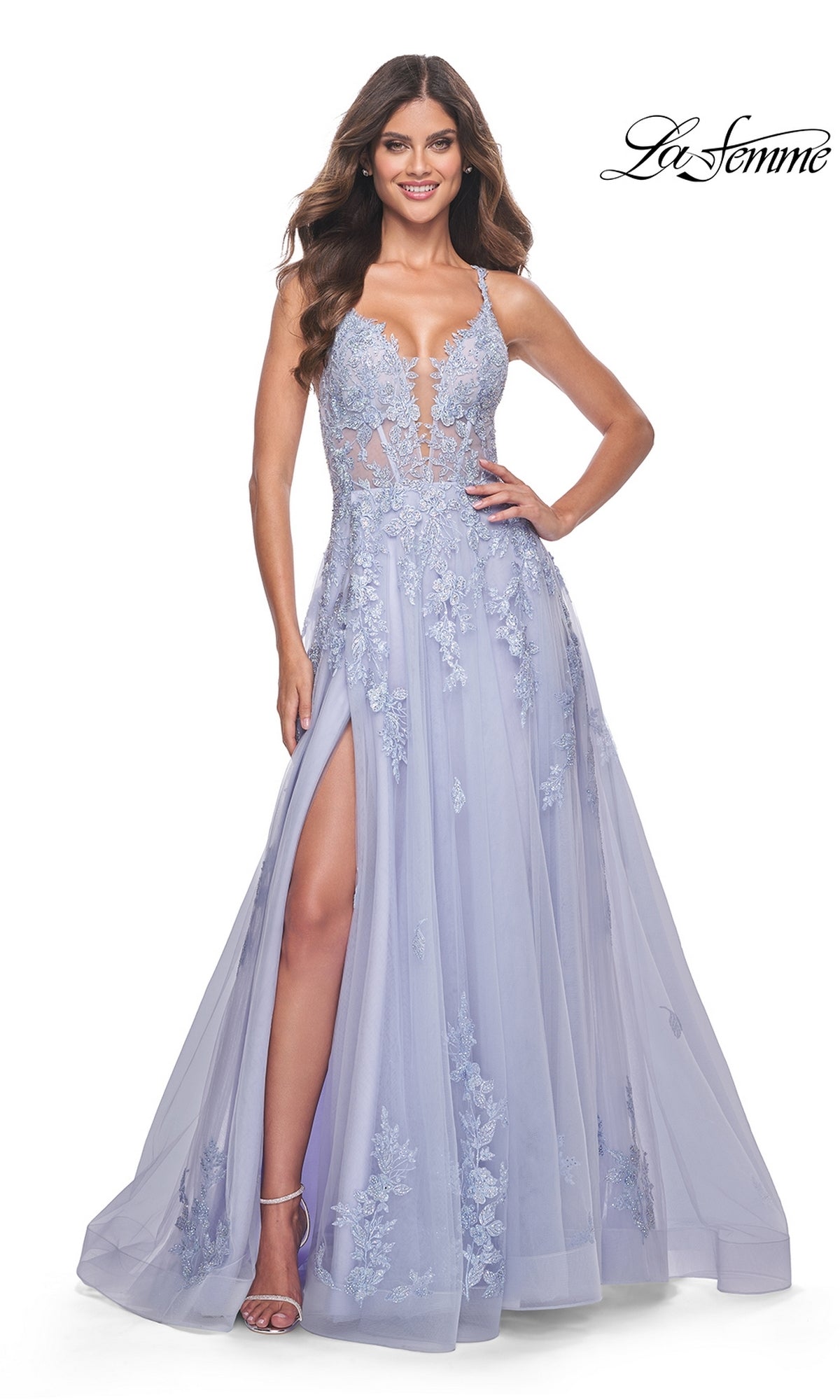 Light Periwinkle La Femme 32062 Formal Prom Dress