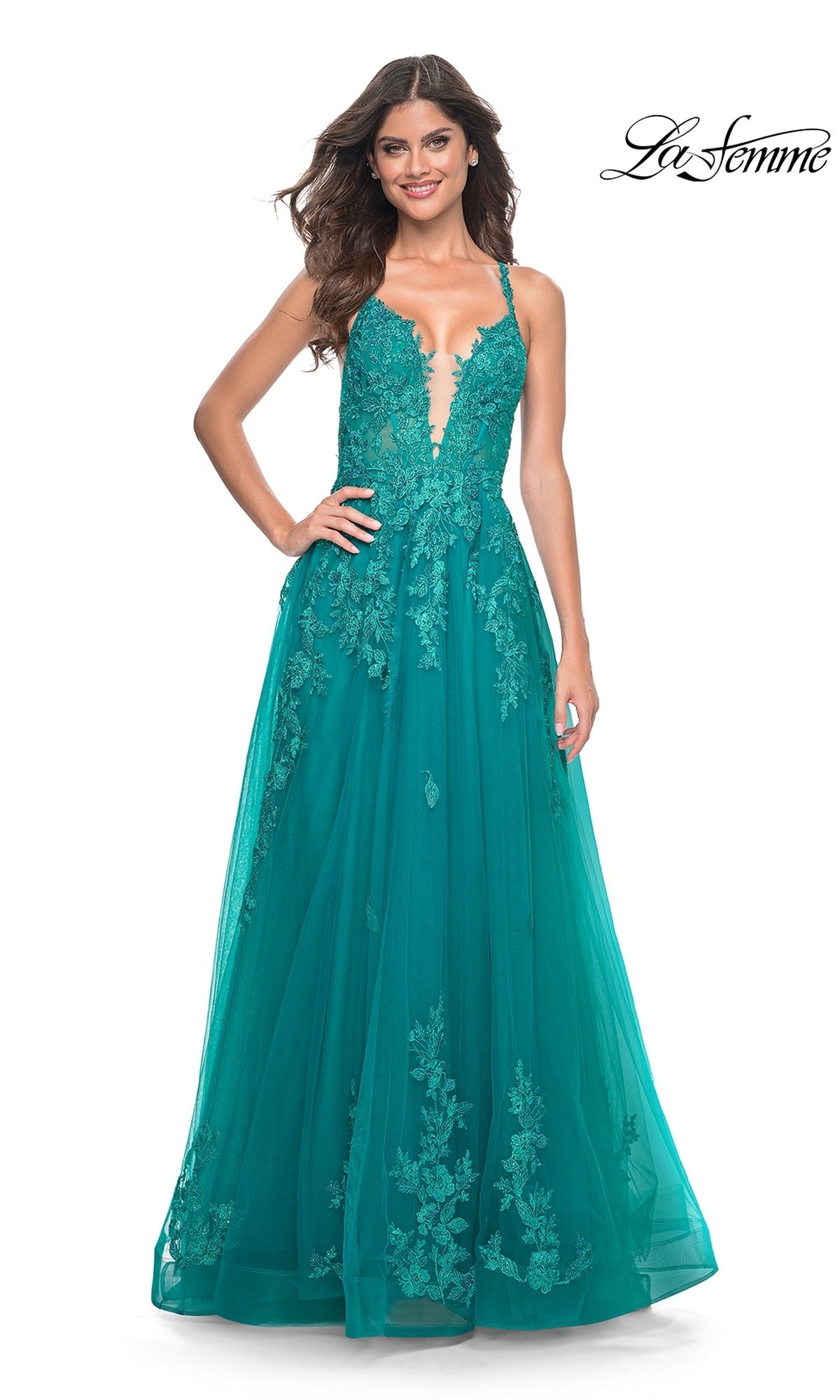 Teal La Femme 32062 Formal Prom Dress