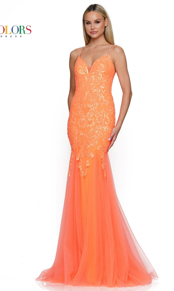 Orange Colors Dress Long Prom Dress 3208